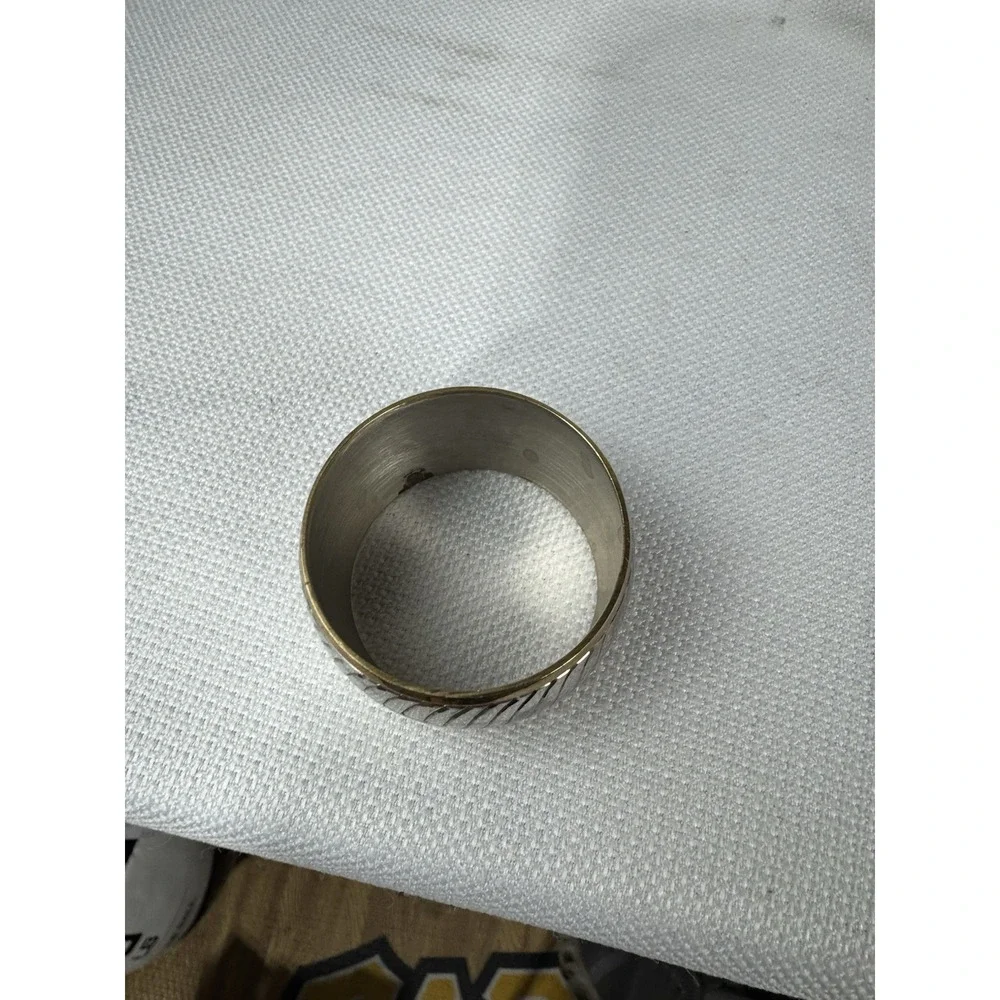 Vintage hammered metal gold and silver‎ toned napkin rings set of 7